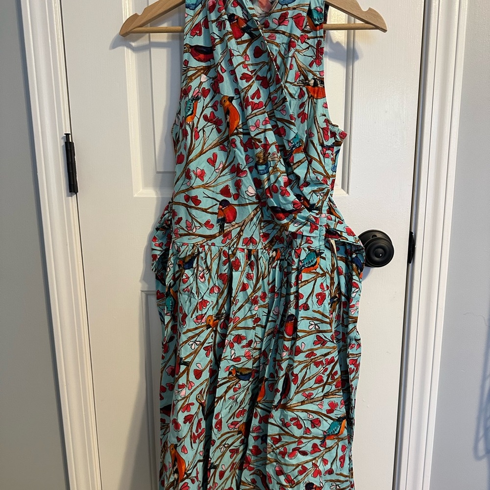Retrolicious Turquoise and Red Maxi Dress